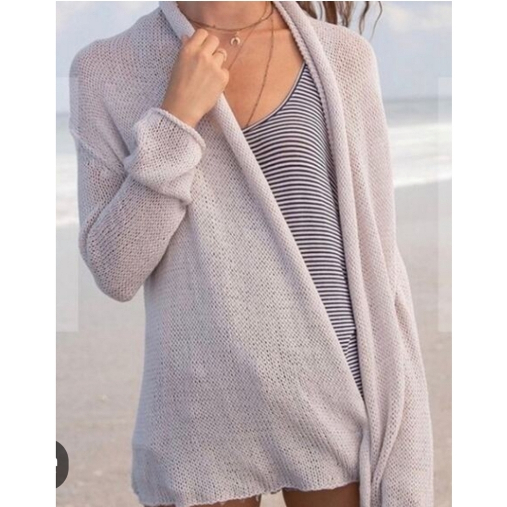Wooden Ships Shawl Collar Mohair Blend Open Cardigan Gray M/L | Cozy